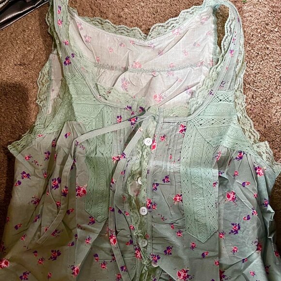 Women' Summer Boho Lace Tie Front Tank Beach Vacation Crop Flowy Vest Tops - Picture 4 of 9